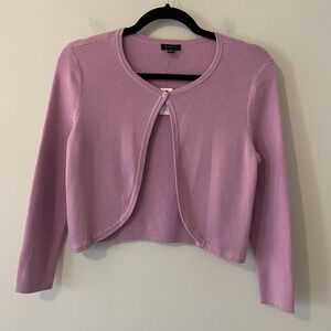 NWT Talbots Open Buttoned Crop Cardigan Lilac XS Coquette Cottage Preppy Grandma